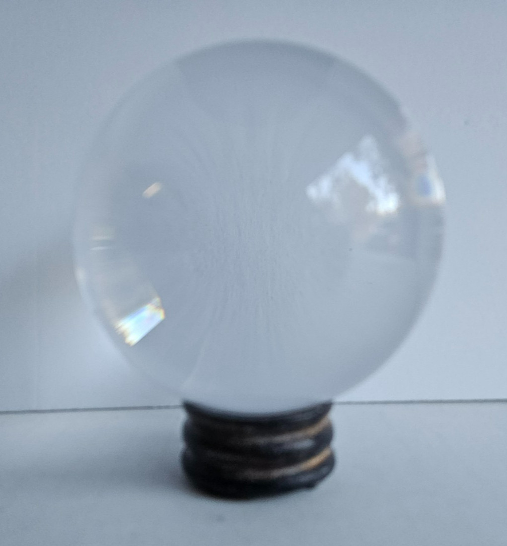 Amlong Crystal Meditation Divination Sphere Crystal Ball with Wood Stand 4 ” D