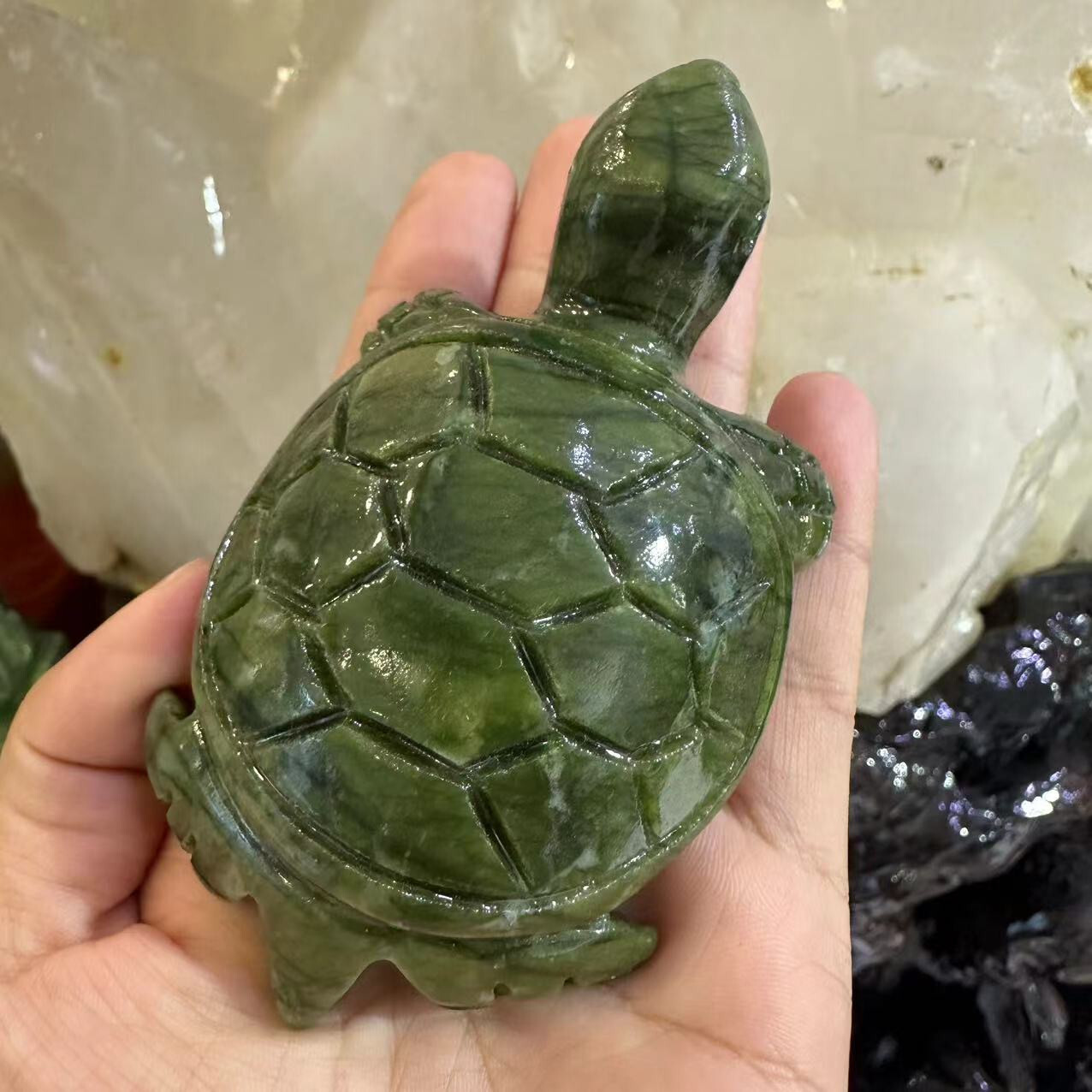 1pc Natural hsiuyen jade Quartz Carved Crystal sea turtle Skull Reiki Healing