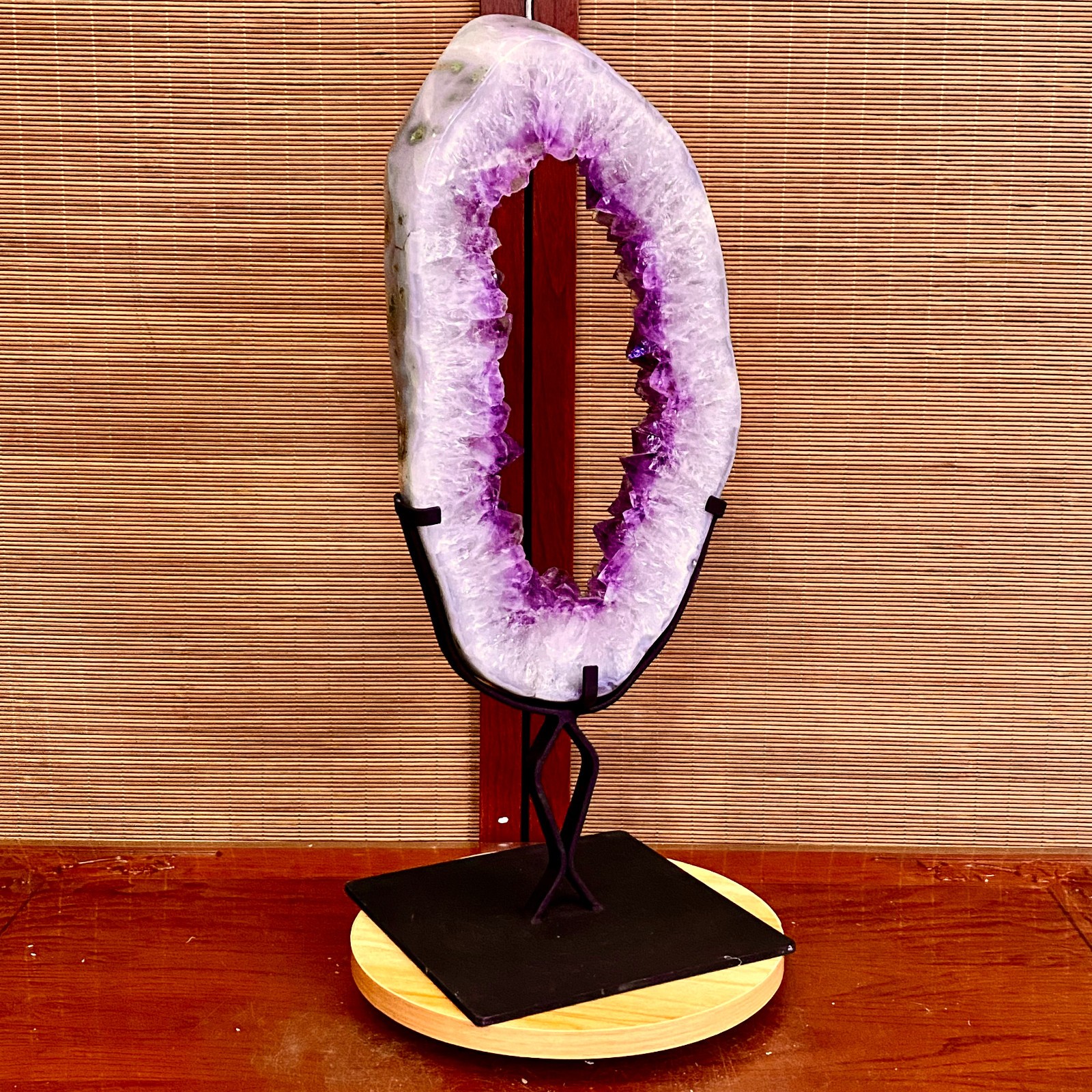 12.45LB Natural Amethyst Cave Crystal Slice Crescent shaped Hand Cut Repai