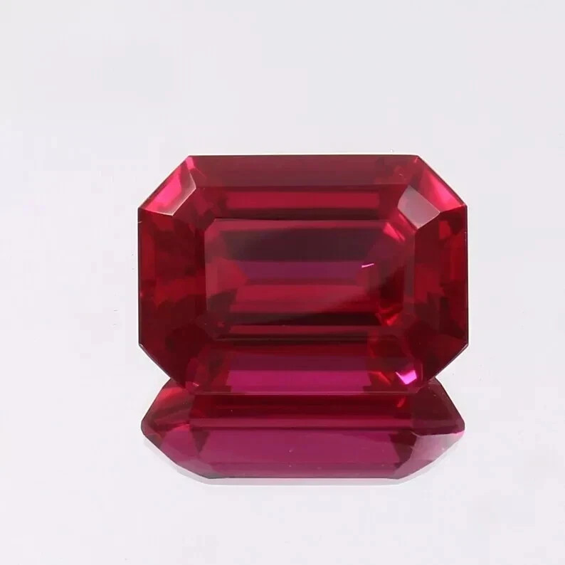 Certified Natural Burmese Flawless Red Ruby 10.75 Ct+ Emerald Cut Loose Gemstone