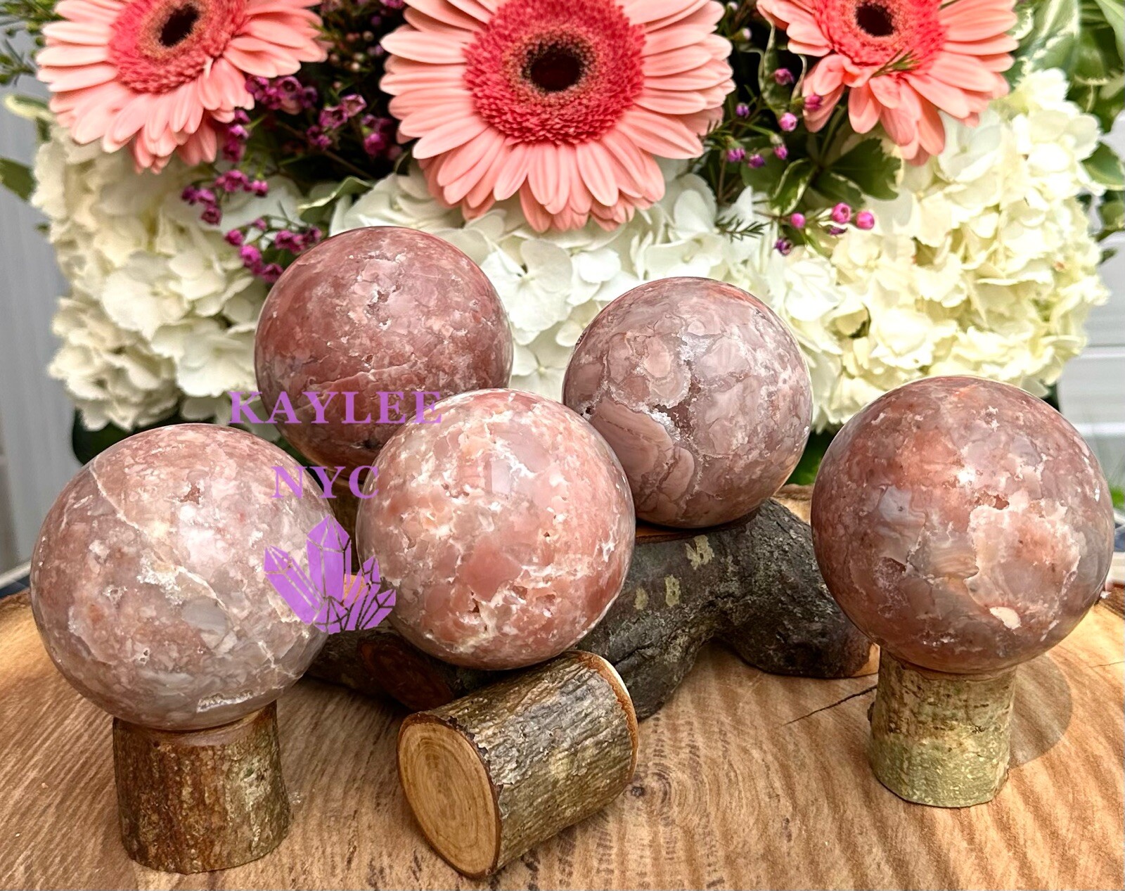 Wholesale Lot 4-5 Pcs Natural Pink Agate Sphere Crystal Ball 4.9-5 Lbs