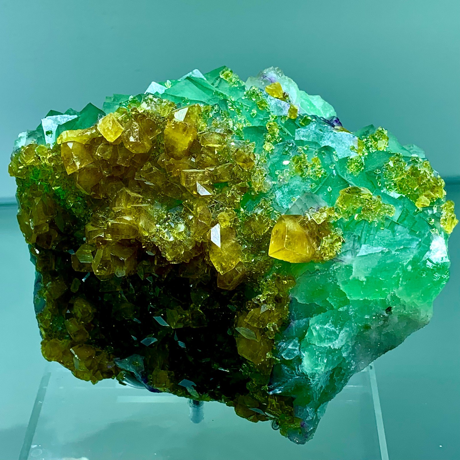 8.14LB Natural Fluorite Green-Yellow dual color crystal mineral Specimen