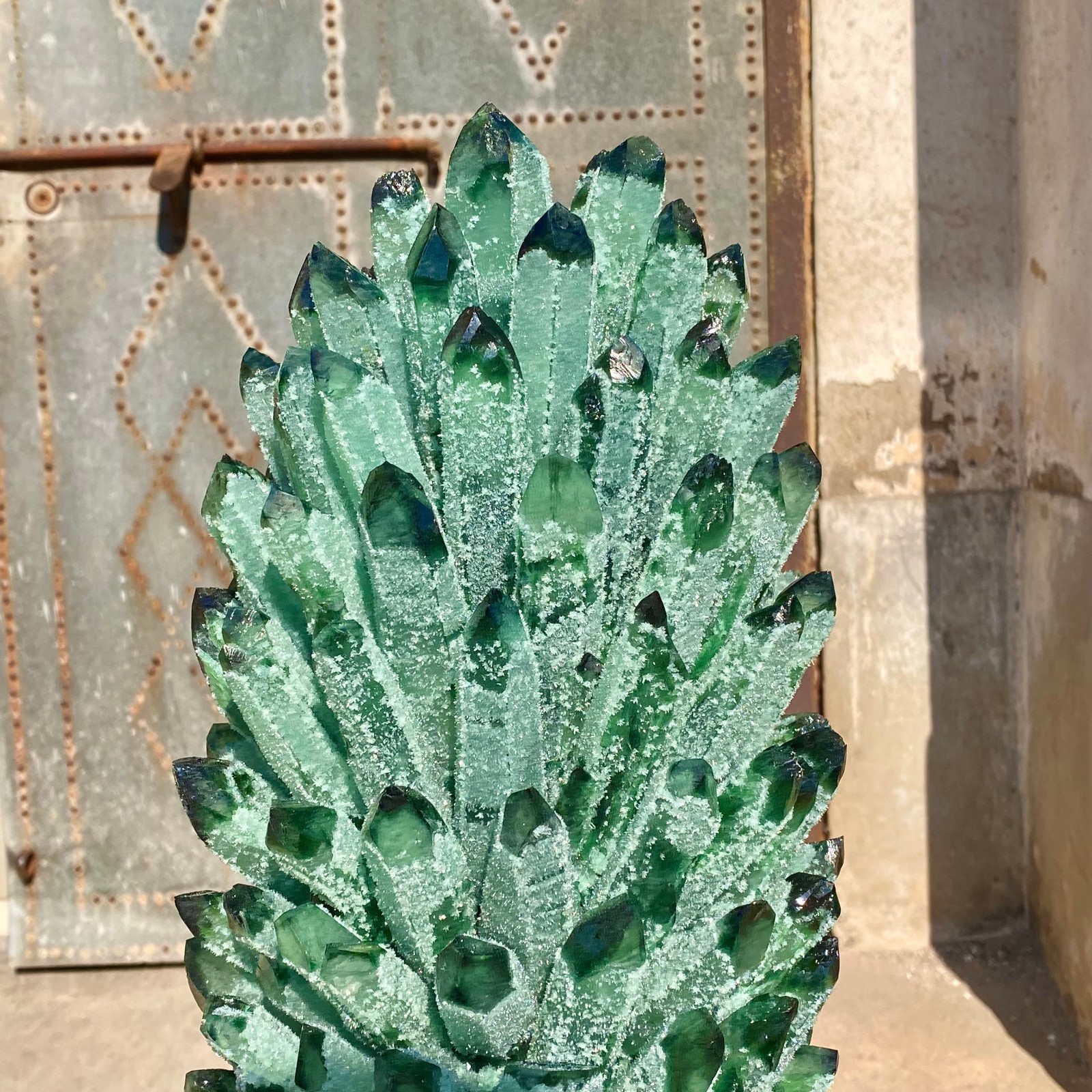 29LB New Find green Phantom Crystal Quartz Cluster Mineral Specimen Healing