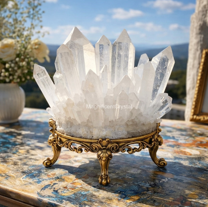 520g Natural Clear Quartz Cluster Chakra Balancing Spiritual White Crystal Decor
