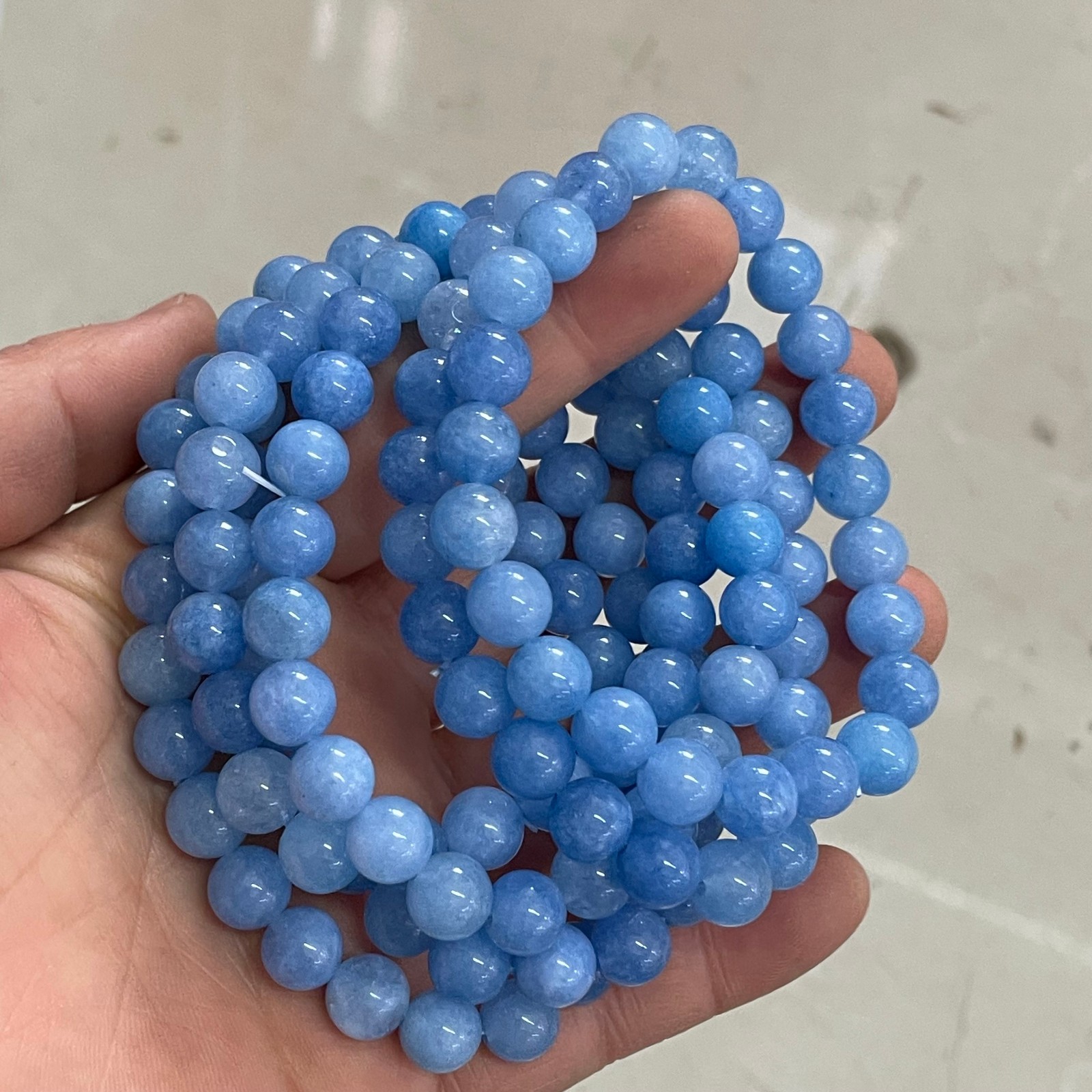 10pcs Blue crystal bracelet elastic rope Size 8mm