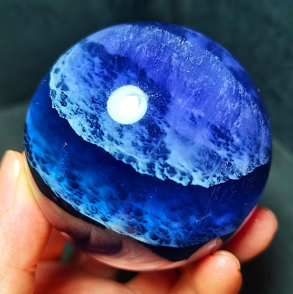 RARE 501.4g Natural Cloud Layer Purple Fluorite Ball Healing Reiki R2286