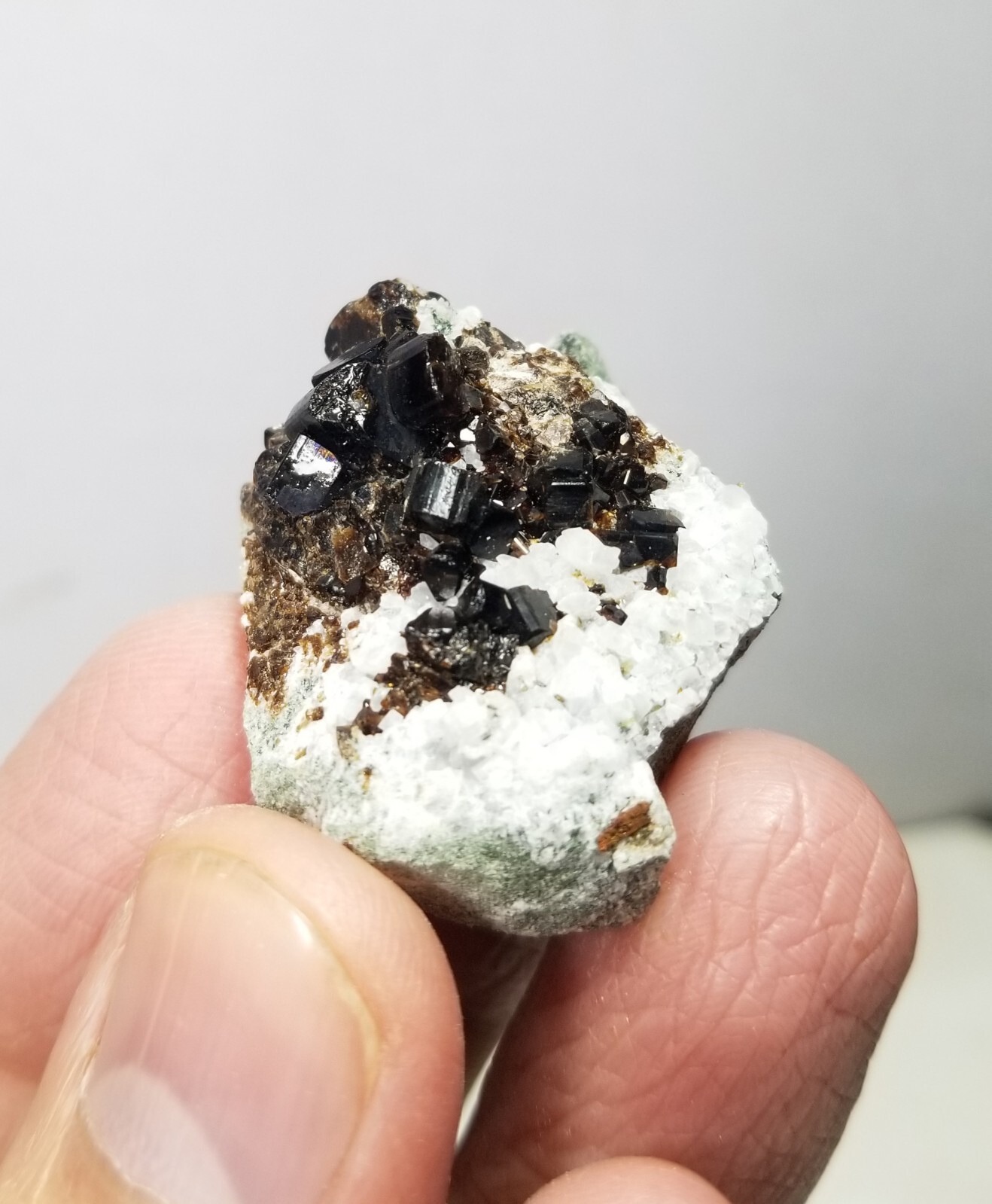 Natural dark brown Vesuvianite Crystal’s On White Albite 18 Grams