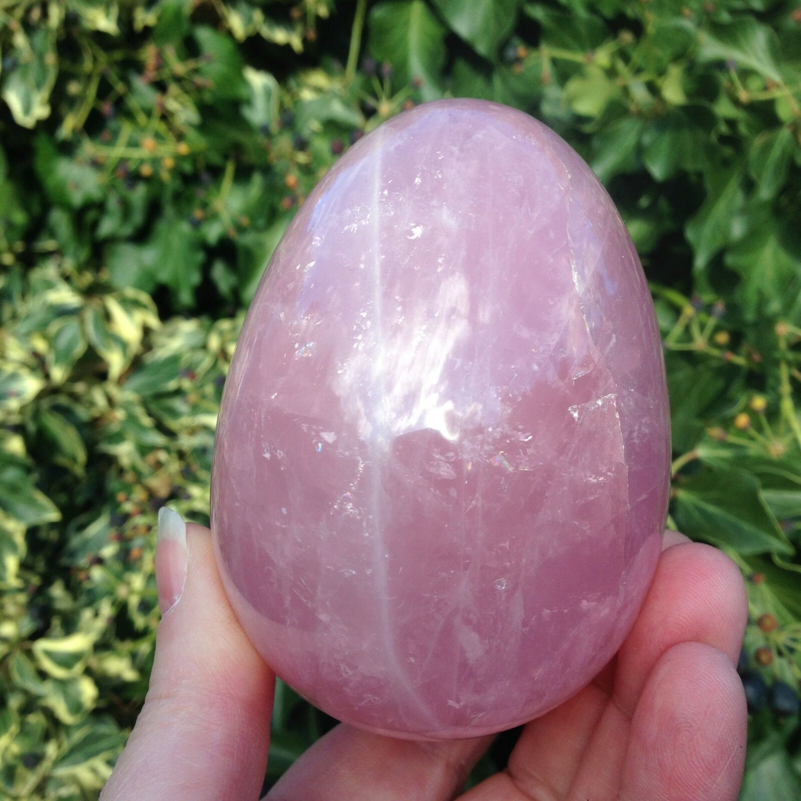 Large Rose Quartz Crystal Egg Healing Love Relaxation Wabi-Sabi 486g 8.3×6.3cm