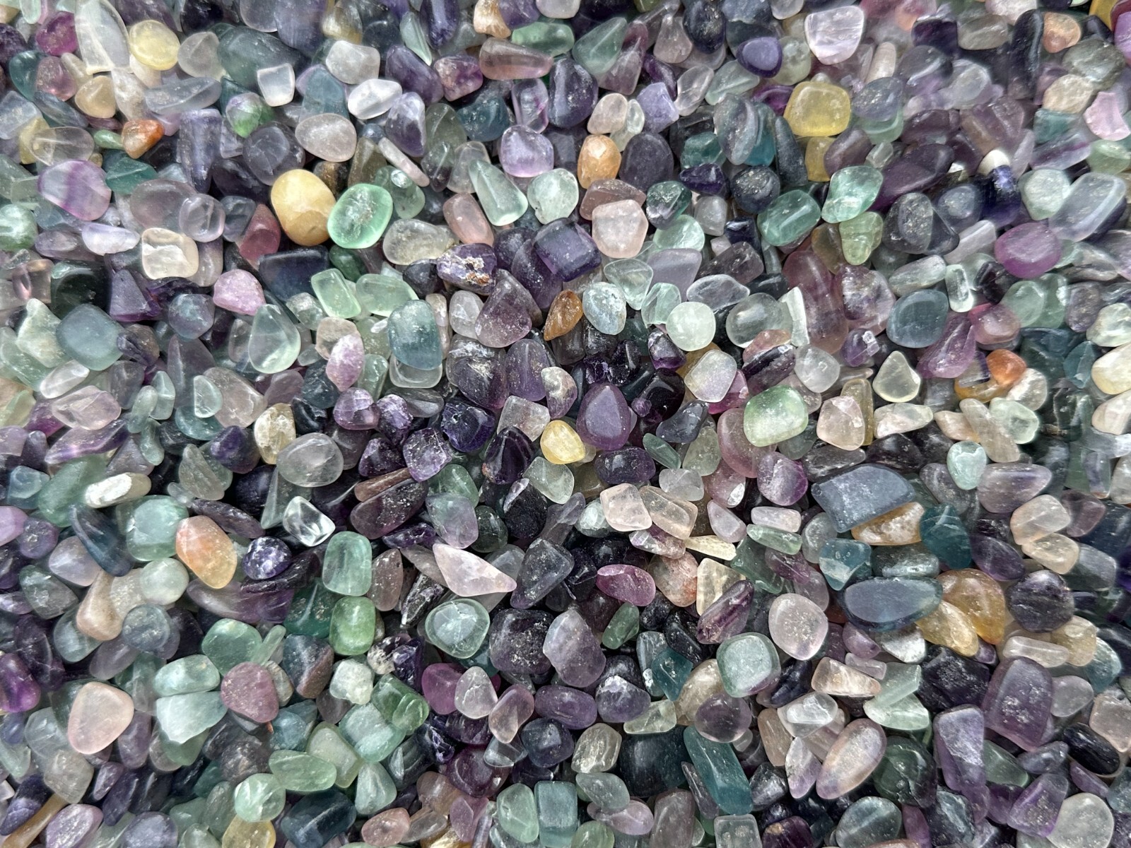 Grade A++ Rainbow Fluorite Semi Tumbled Gemstone Mini Chips 5-12 mm, Bulk Lot
