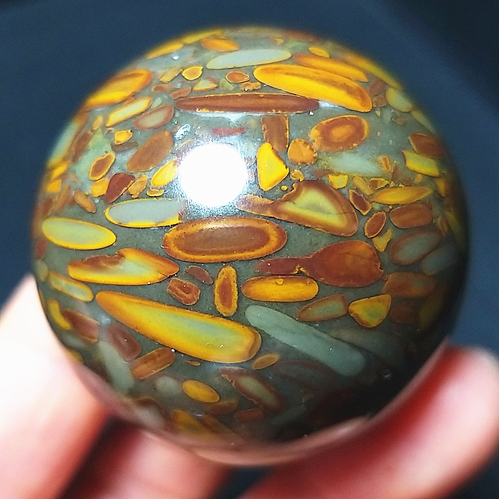 RARE 88.6G 38mm Natural Polishing Colorful Agate Stone Ball Reiki Healing B1644