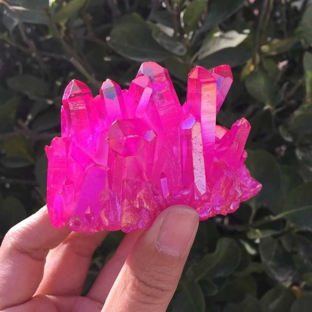 Pink Angel Aura Quartz Cluster – Chakra Healing Crystal for Positive Home Decor