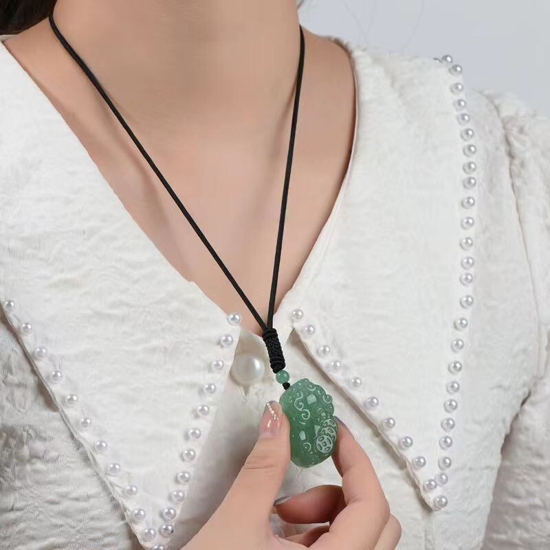 Natura Green Quartz Agate Gemstone Heaing Stone PIXIU Pendant AAAAA