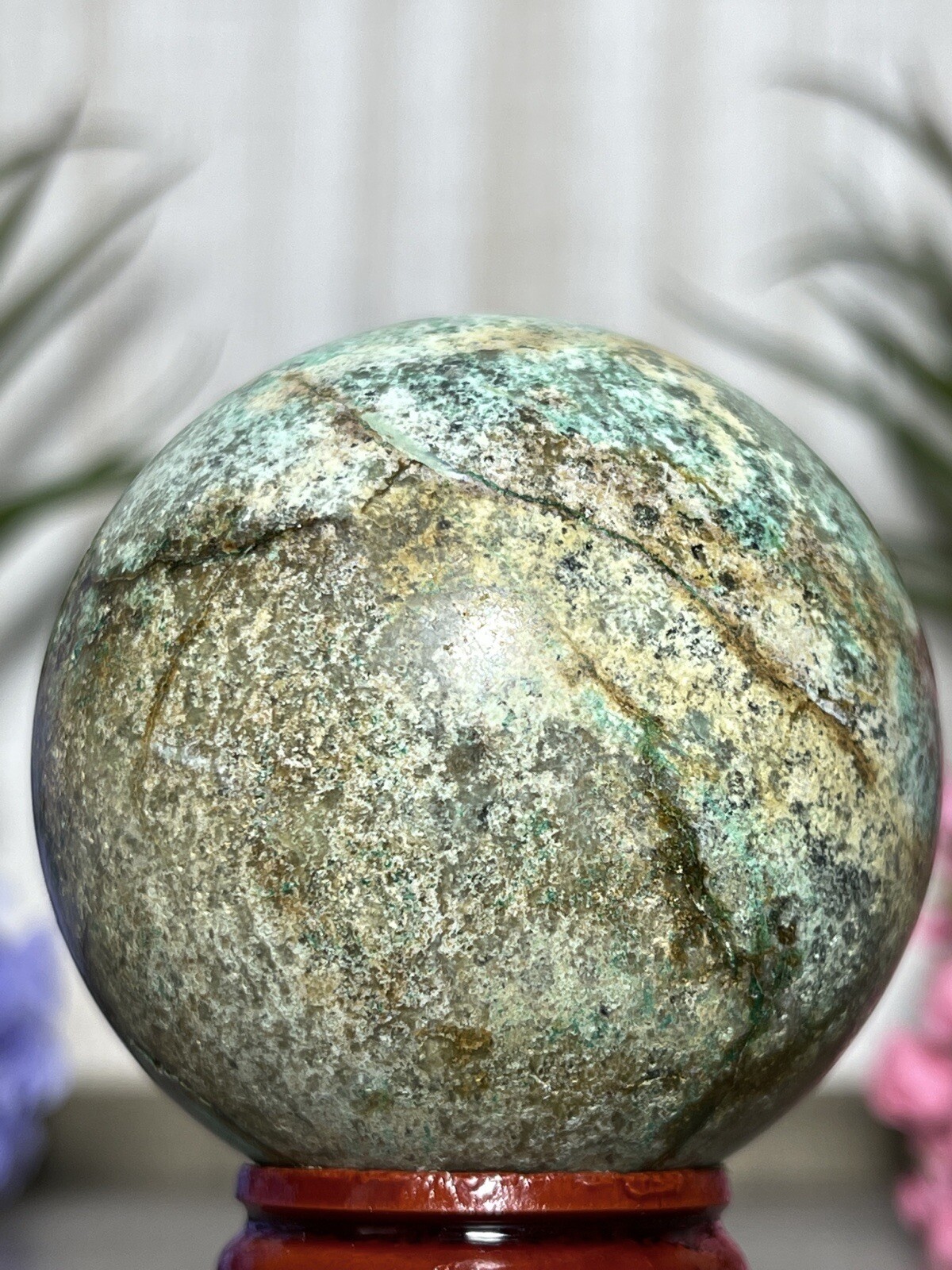PHOENIX SPHERE – Green Blue Mineral Copper Ore Malachite Turquoise Crystal Orb