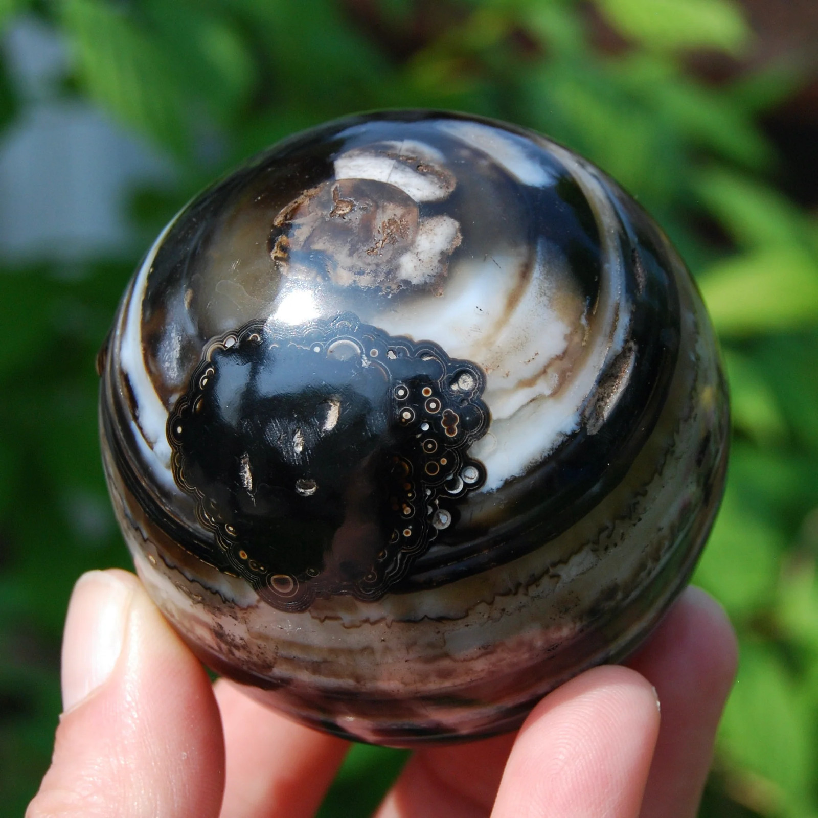 2.6in 368g Sulemani ‘Eye of Shiva’ Banded Sardonyx Crystal Sphere, India