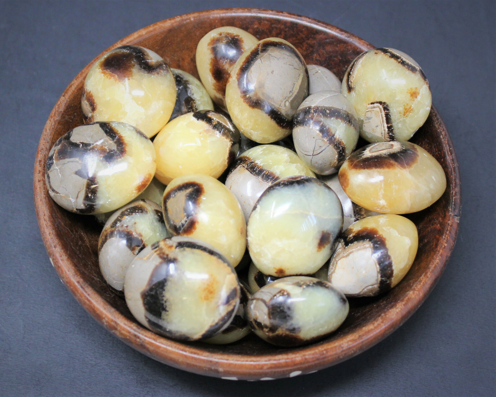 Septarian Hand Polished Palm Stone: ‘A’ Grade Septarian Pebble, Crystal