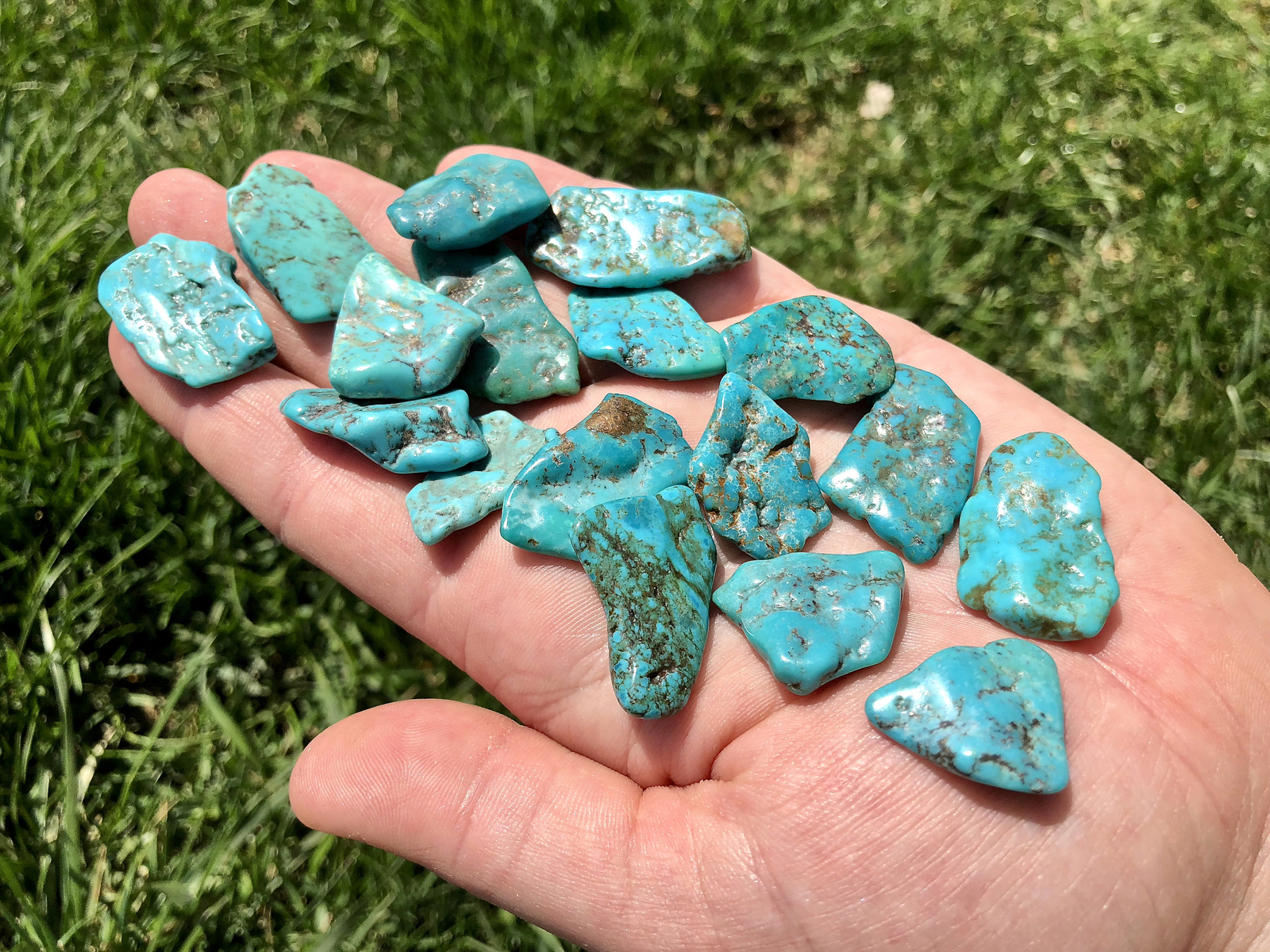 Turquoise Tumbled Stone (Grade A) Polished Natural Turquoise Stone from Mexico