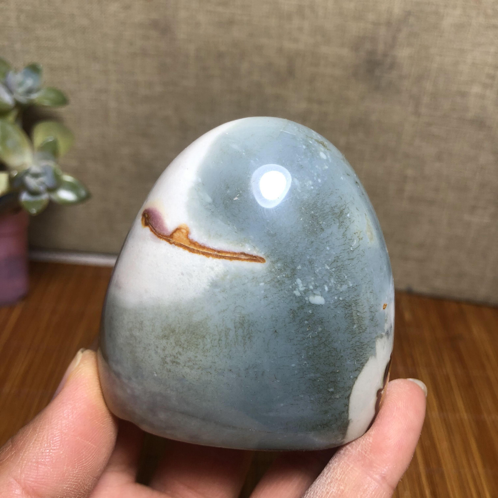62mm Rare Natural Ocean Jasper polish/rough Crystal free standing 223g g5219