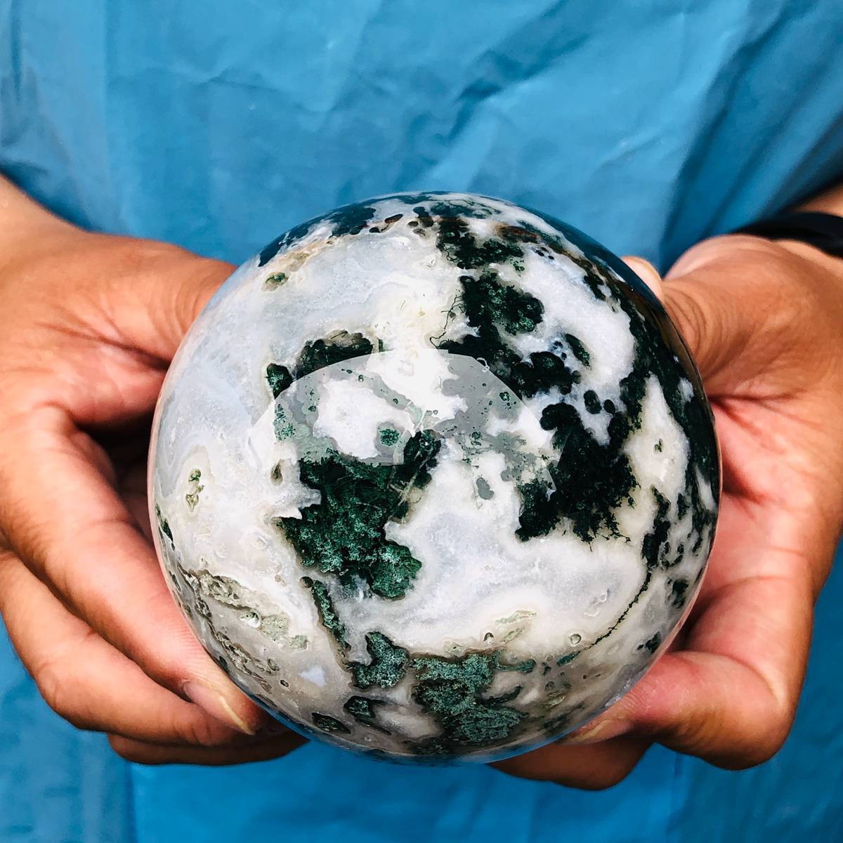 3 pieces 5.47LB Natural Aquatic Agate Ball Quartz Crystal Sphere Healing 2111