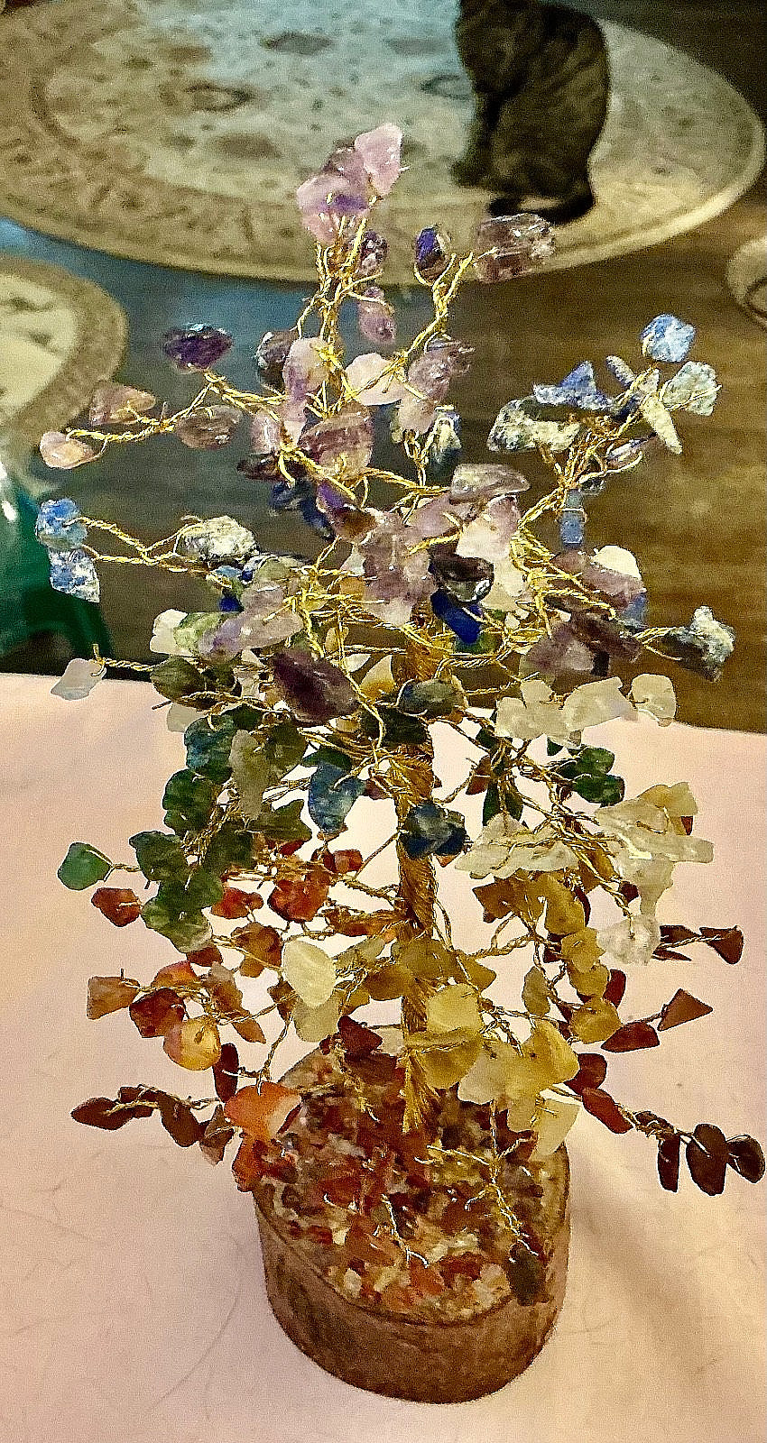 Handmade natural gem tree 9” tall new