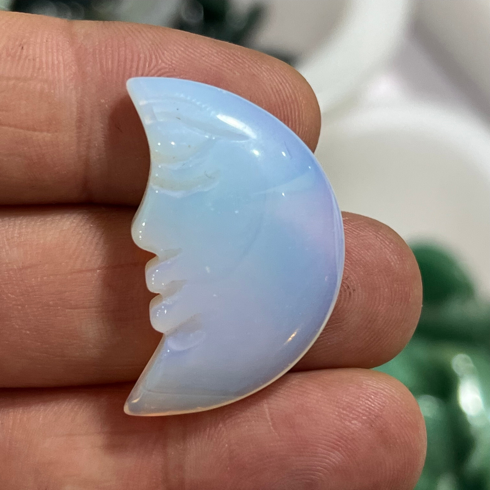 3pcs Opalite Quartz Hand Carved Moon skull Crystal Healing