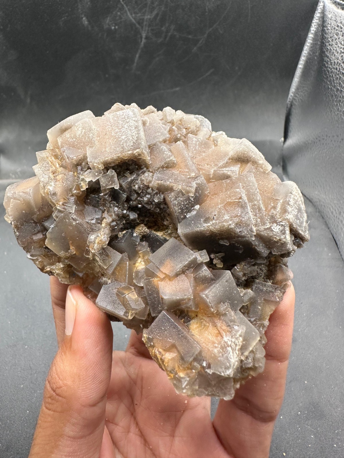 100g Natural Grey Fluorite Crystal with Yellow Inclusions Rare Crystal Mineral