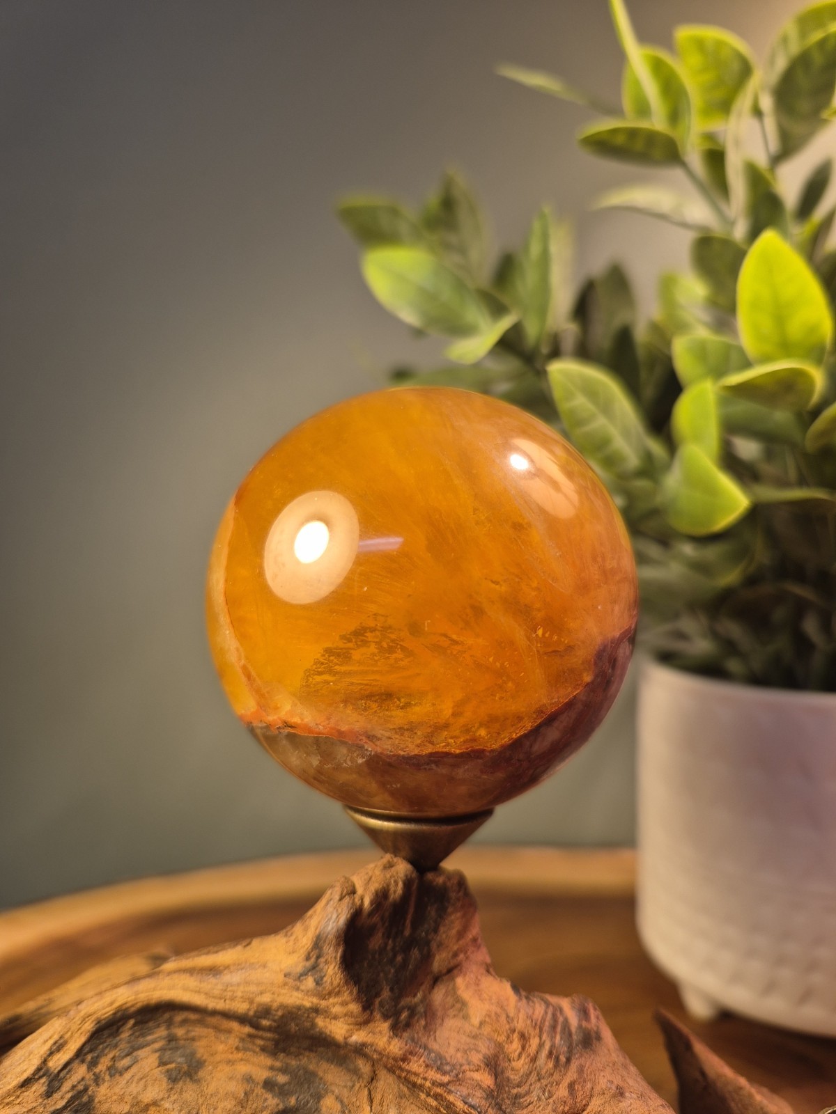 Amber Flourite Sphere