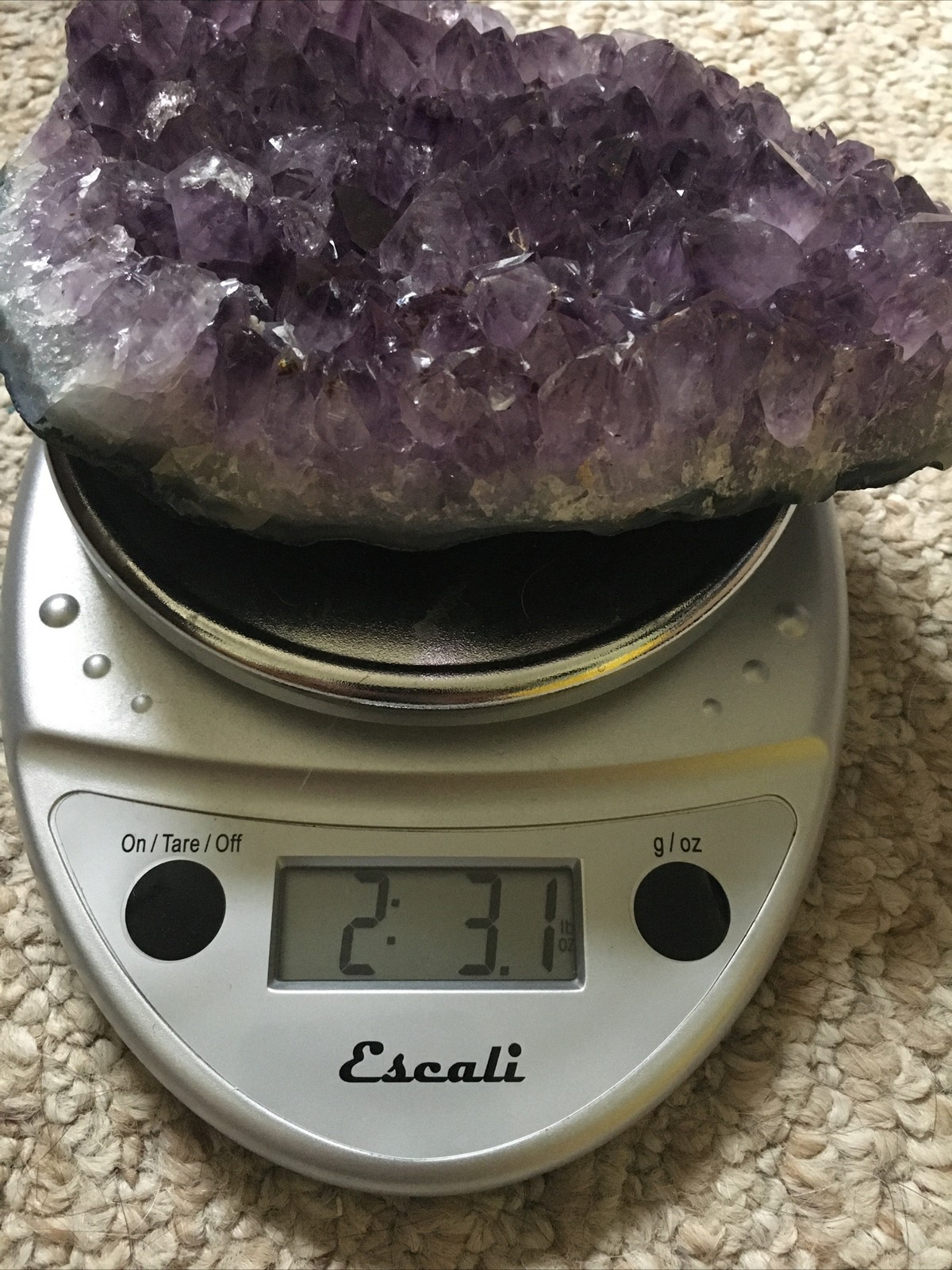 Stunning VERY LARGE amethyst geode crystal cluster 2lbs 3oz 6.5×4 Inches