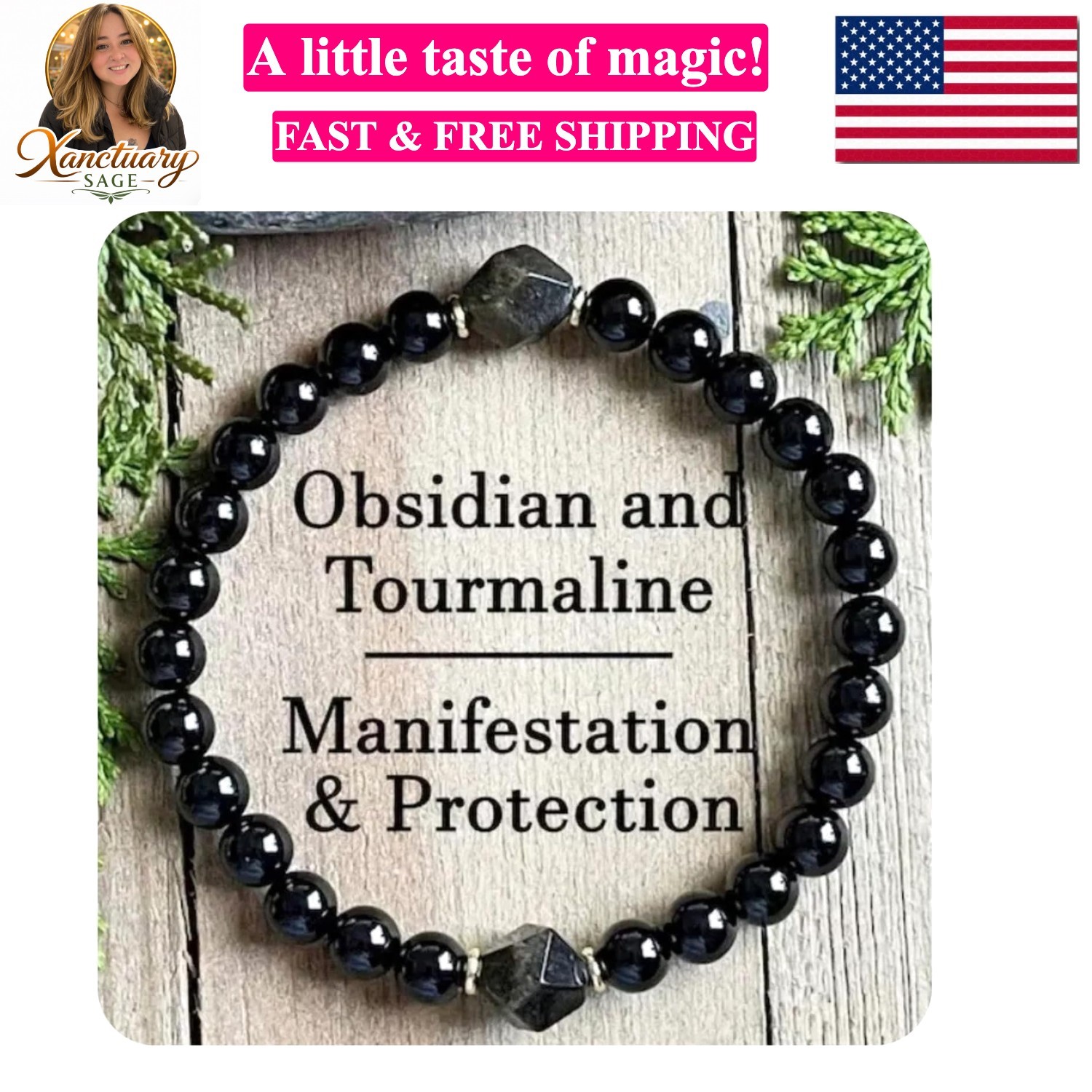Obsidian & Black Tourmaline Bracelet, Manifestation & Protection Jewelry for …