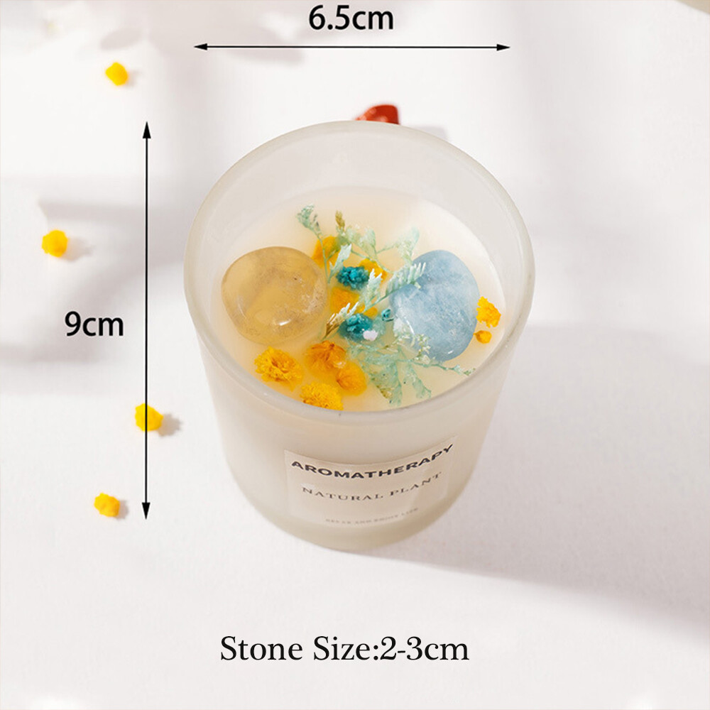 Natural Quartz Crystal Stone Aromatherapy Candle Soy Wax Smokeless Candles Gifts