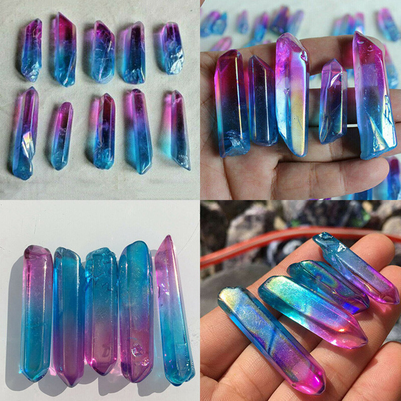 Crystal Quartz Rainbow 4-5cm Titanium Lemurian Healing Stone Aura Fluorite