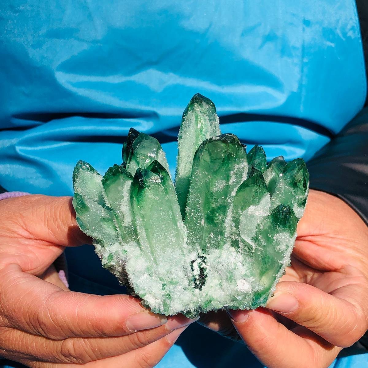 3pieces 2.53LB New Find green PhantomQuartz Crystal Cluster MineralSpecimen 3466