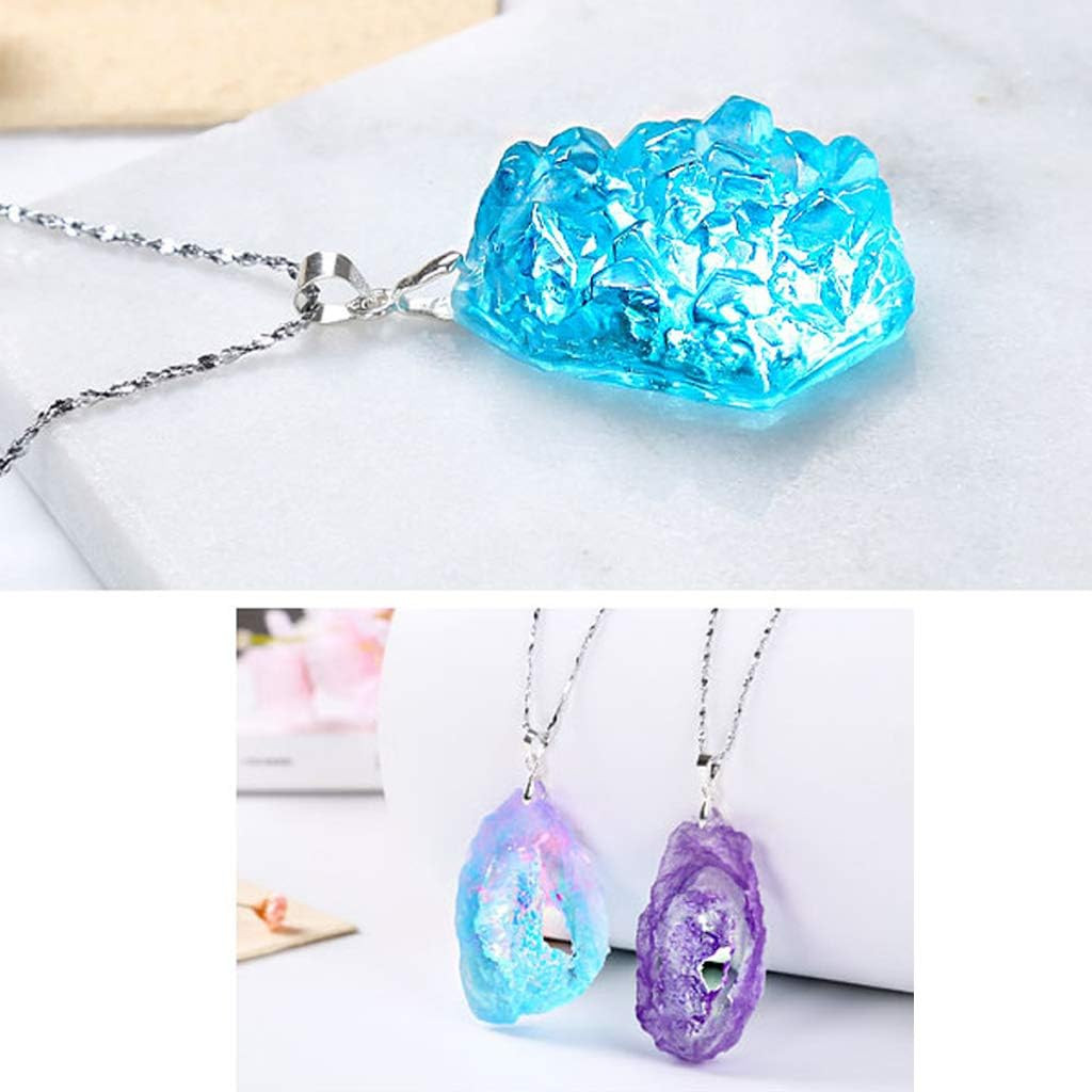 Natural Stone Resin Mold Crystal Quartz Rock Cluster Geode Druzy Gem Pendant Sil