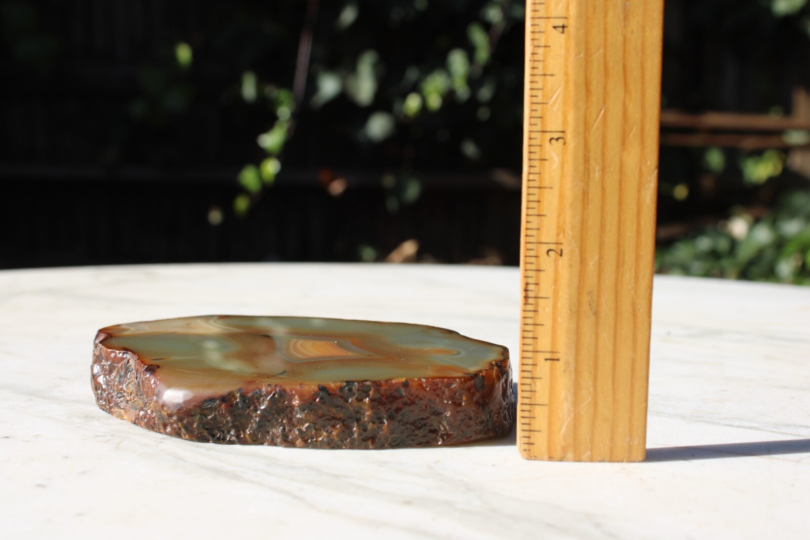 Natural 5” Geode Slice Amber Orange Brown Tones Agate 3/4” Thick-401 grams