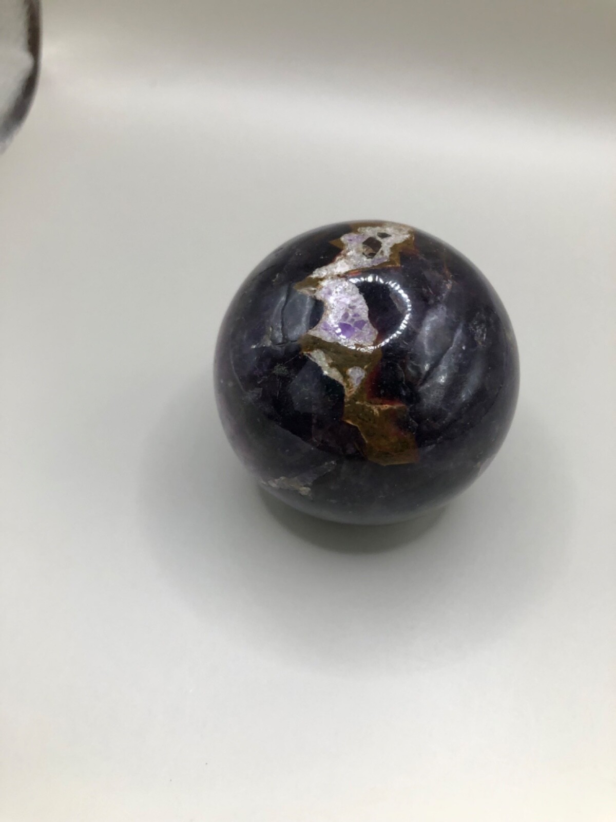 Deep Purple Polished Amethyst Crystal sphere 2 inch diameter