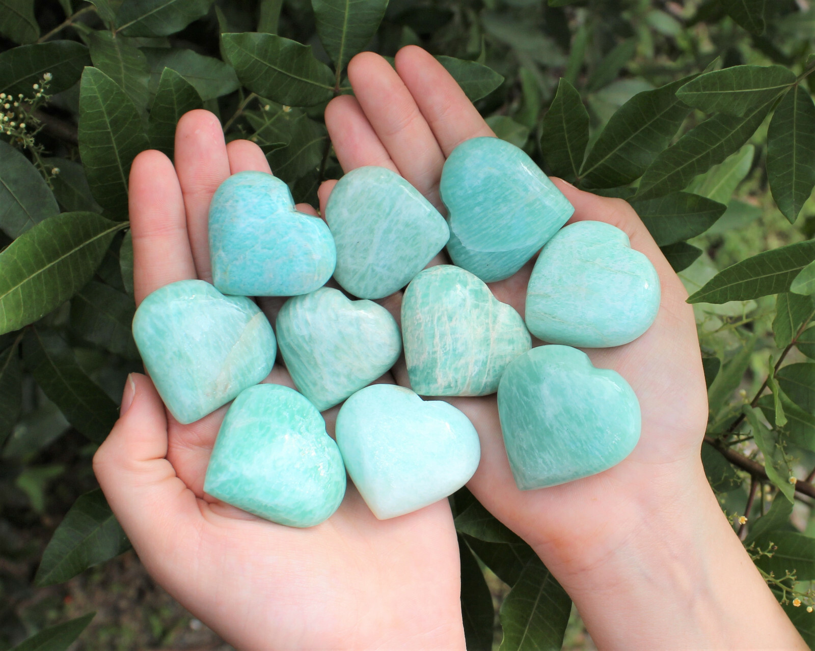 Amazonite Heart Stone: LARGE 1.75″ (Crystal Heart, Gemstone Palm Stone)