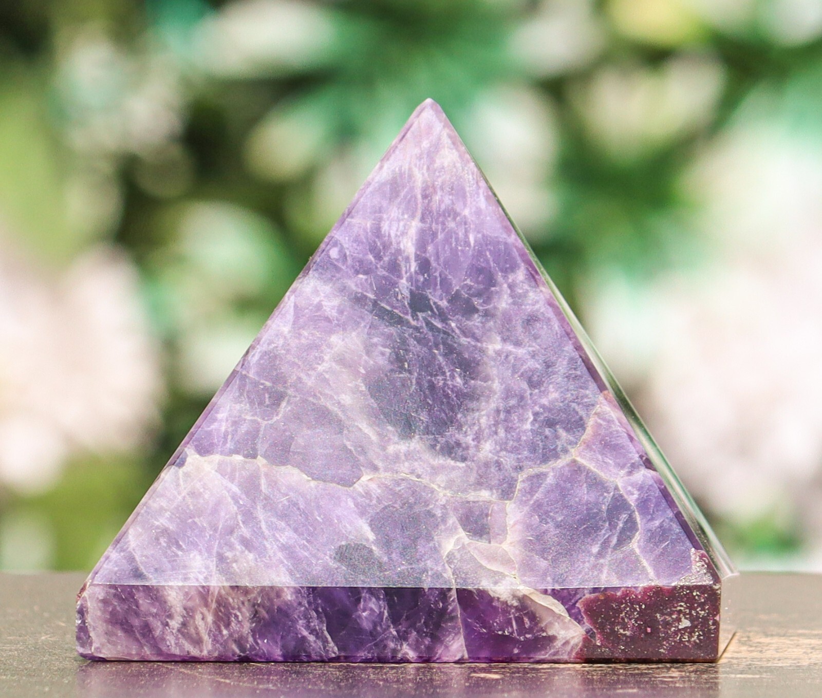 Nice 85MM Blue Amethyst Crystal Healing Reiki Charged Metaphysical Stone Pyramid
