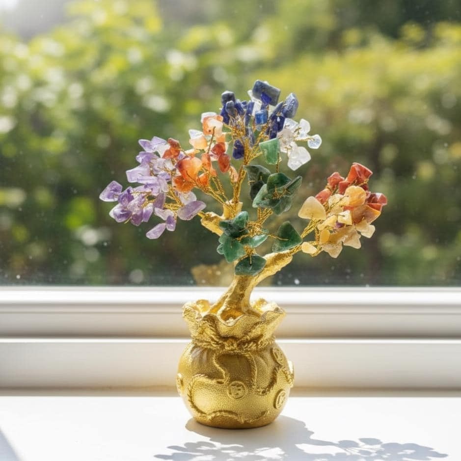 Premium 7 Chakra Gemstone Tree, Handcrafted Gemstone Decor for Abundance Vibes