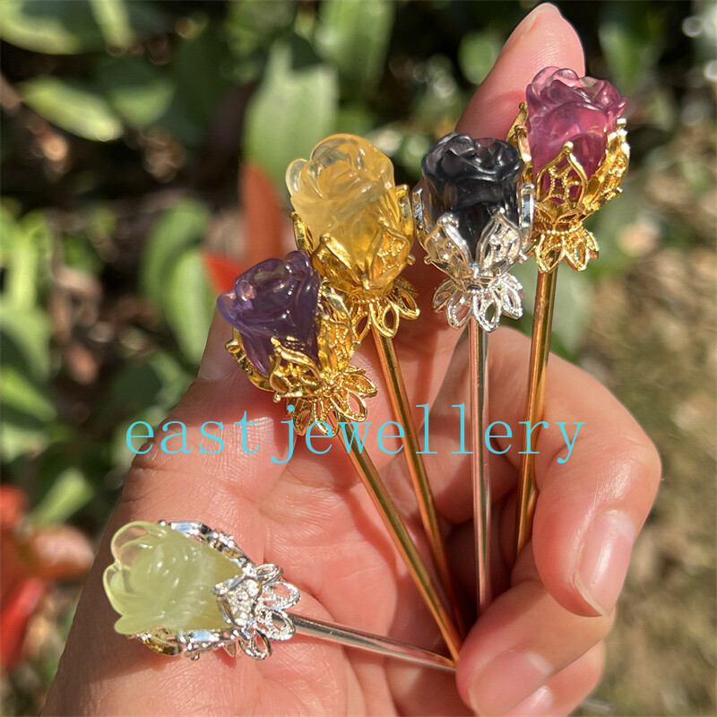 5pcs Natural Fluorite Rose flower skull Quartz Crystal Skull Reiki Healing Gem