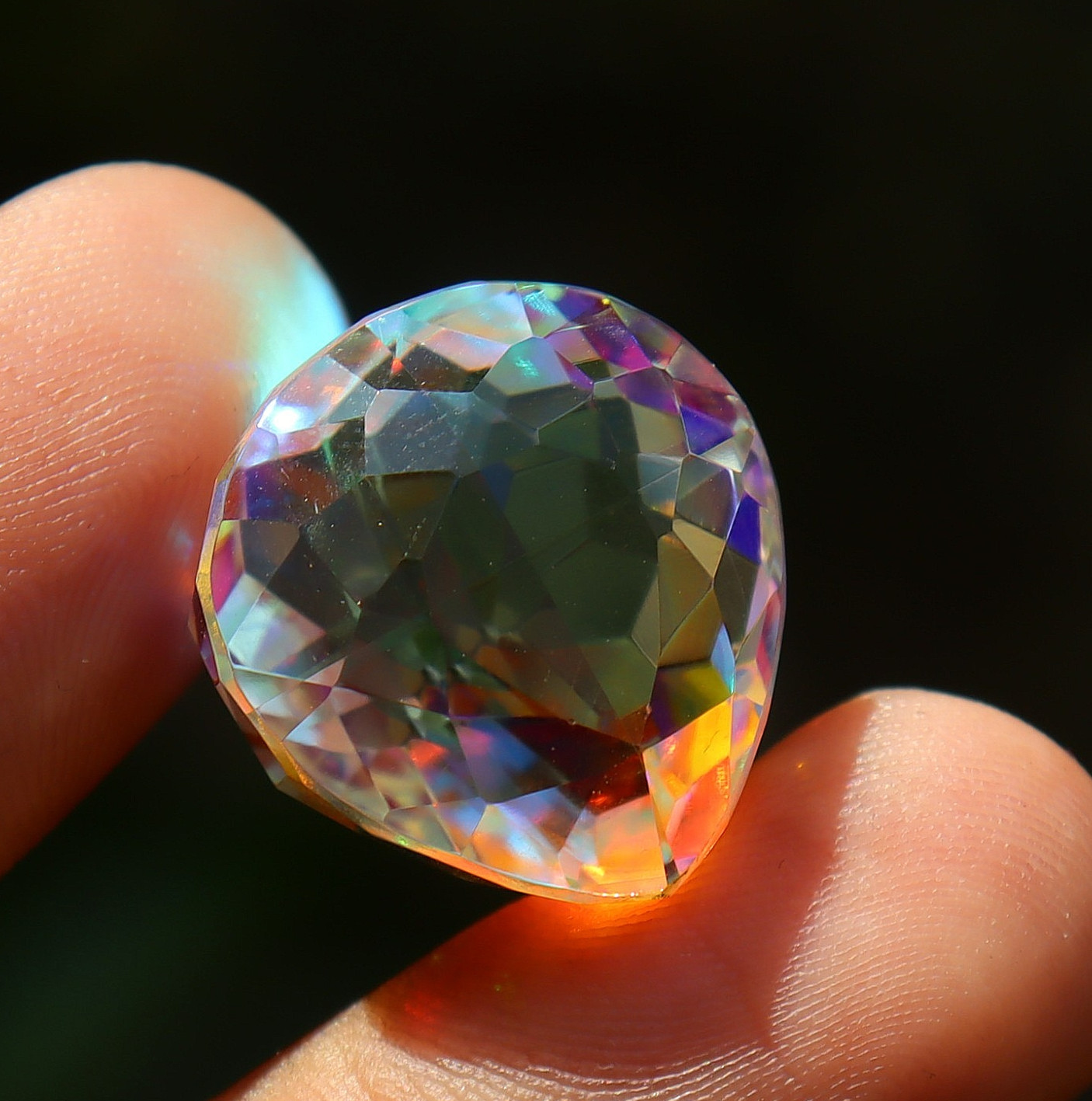 37 Ct Natural Mystic Quartz Rainbow Color Pear Cut Loose Gemstone