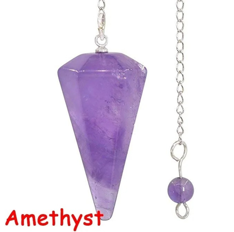 1pc Natural Stone Quartz Pendulum Reiki Healing Divination Crystal Charm – NEW