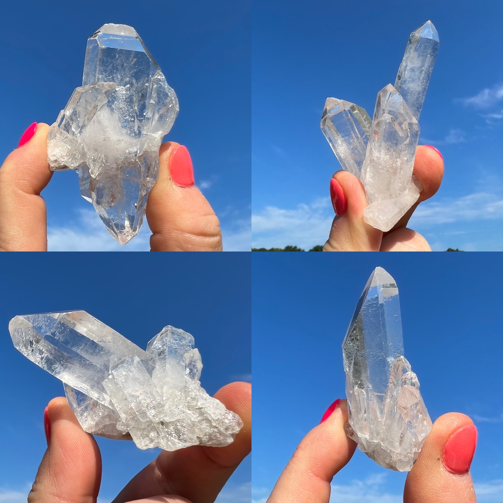 Raw Clear Quartz Crystal Point Cluster, AA Grade, Natural Clear Quartz Brazil