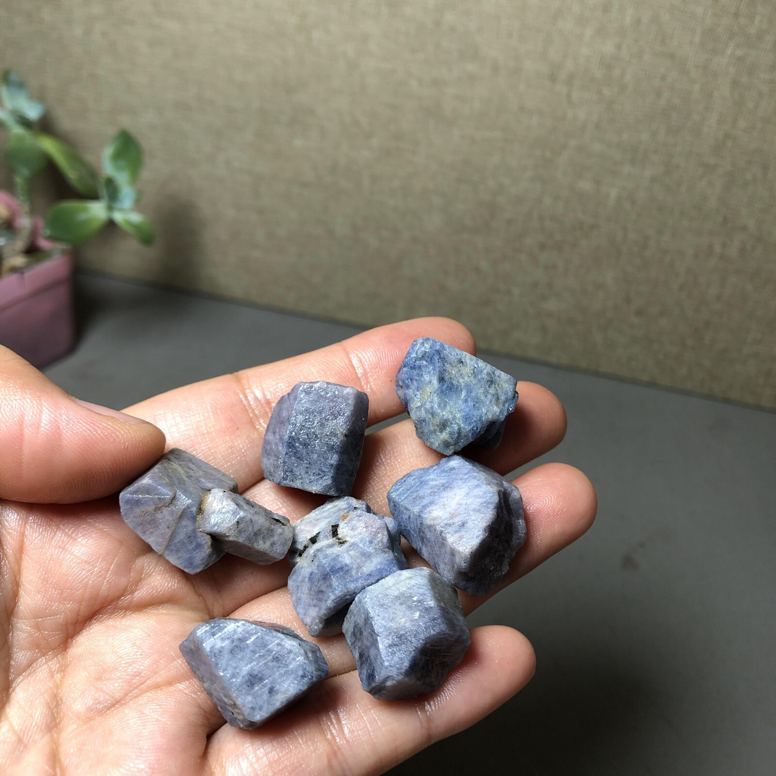 7pcs rare Natural blue corundum gemstone Unheated original specimens 71g AA3024