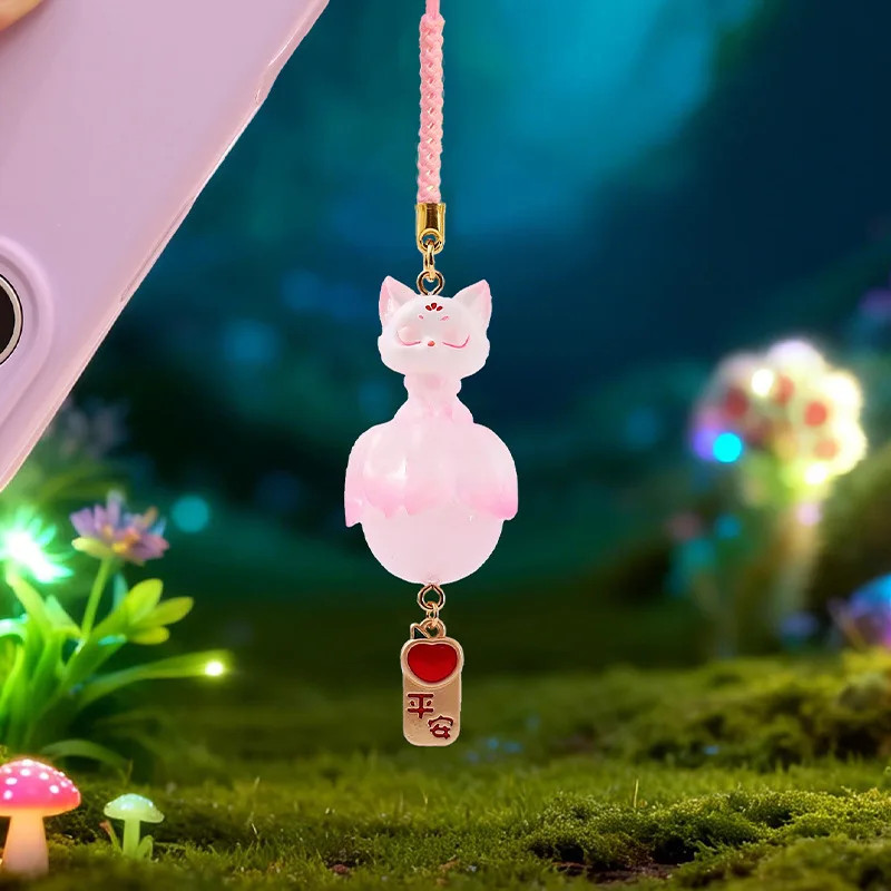 Cute Chinese Style Nine-Tailed Fox Resin Crystal Pendant Good Luck Car Decor Mys