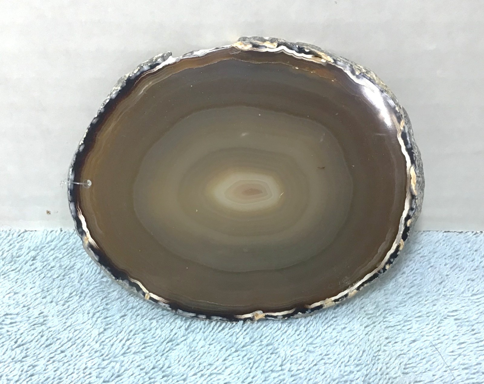 Brazilian Agate Slice Gemstone Opaque With Pink Orange Yellow Tan