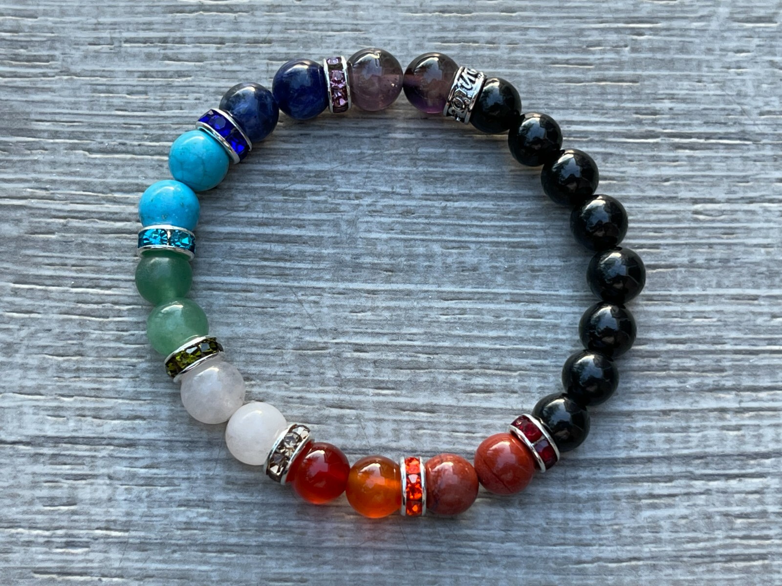 Genuine Stone & 7 Chakra Stones 8mm Bracelet For Men and Women