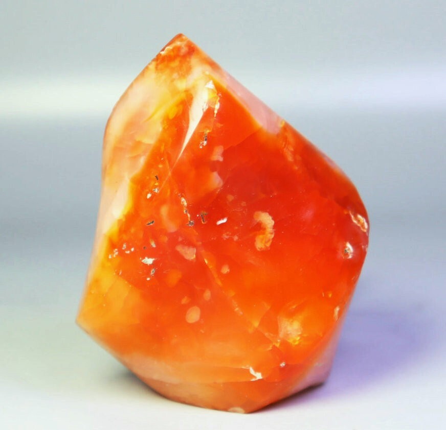 163g Natural Red Orange Carnelian Agate Quartz Crystal Flame Freeform Madagascar