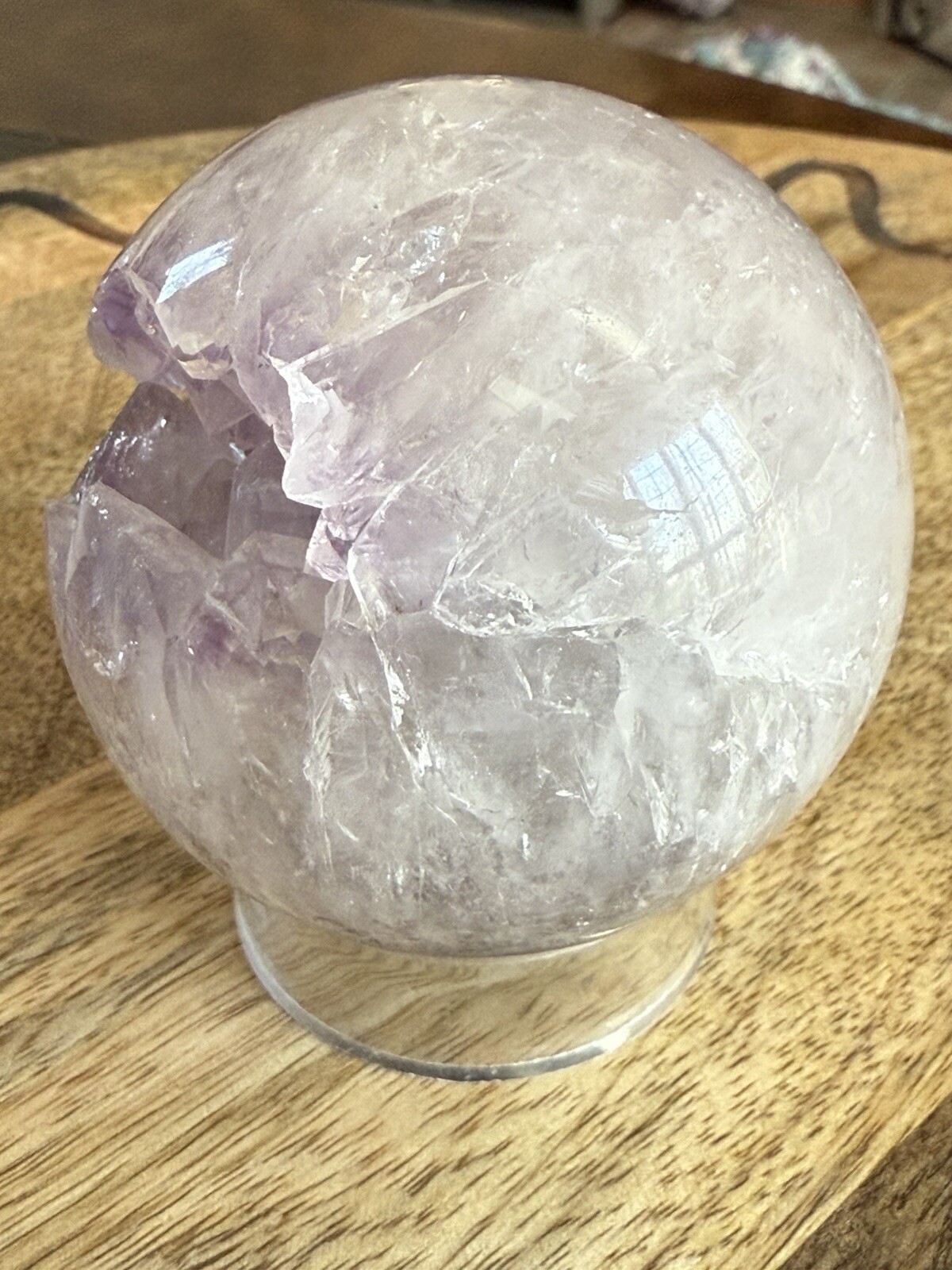 68mm Lavender Purple Amethyst Geode Druzy Sphere Orb 14.3oz Full-Quartz Geode