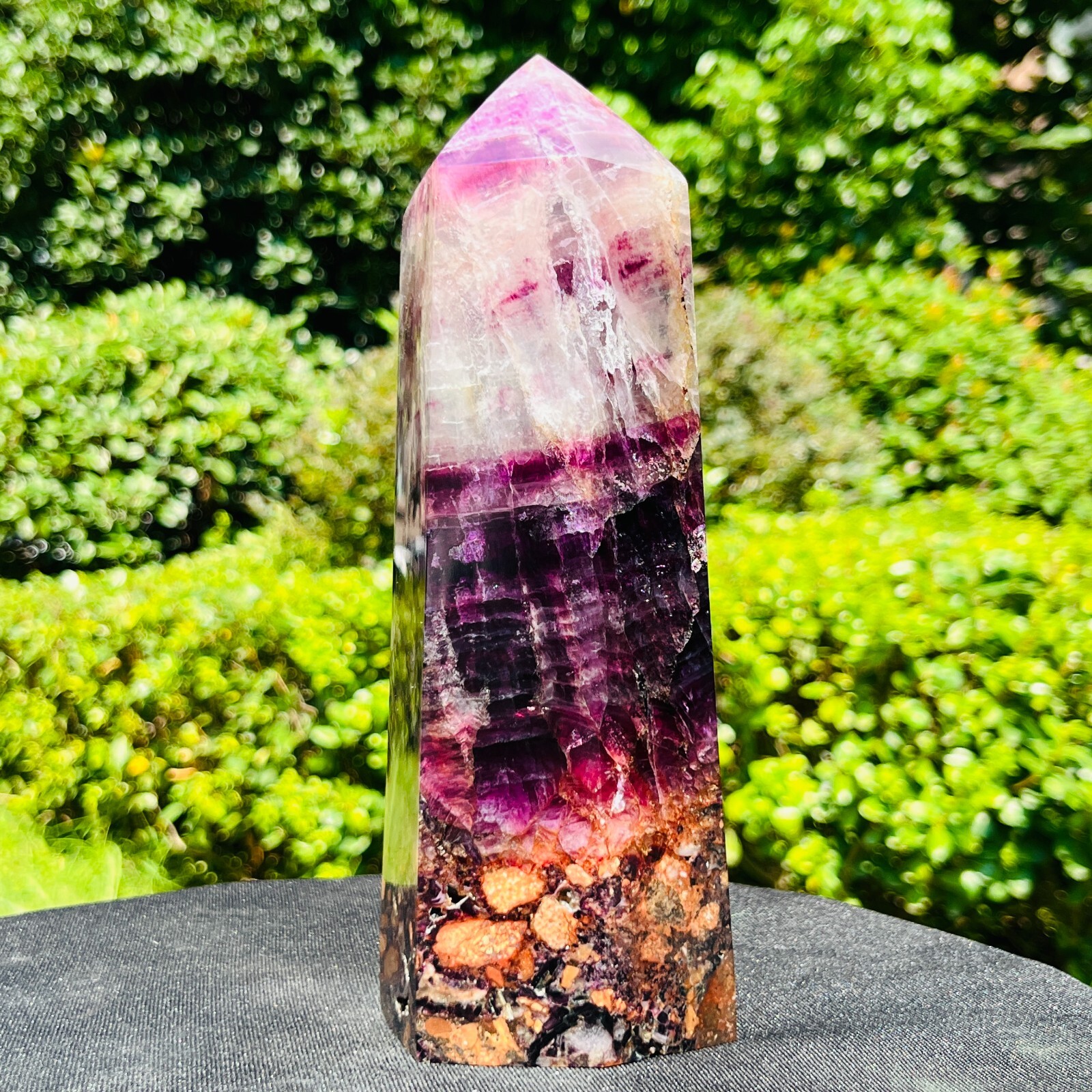 3.6LB Natural Fluorite crystal Hexagonal point Column Healing Reiki Stone 275