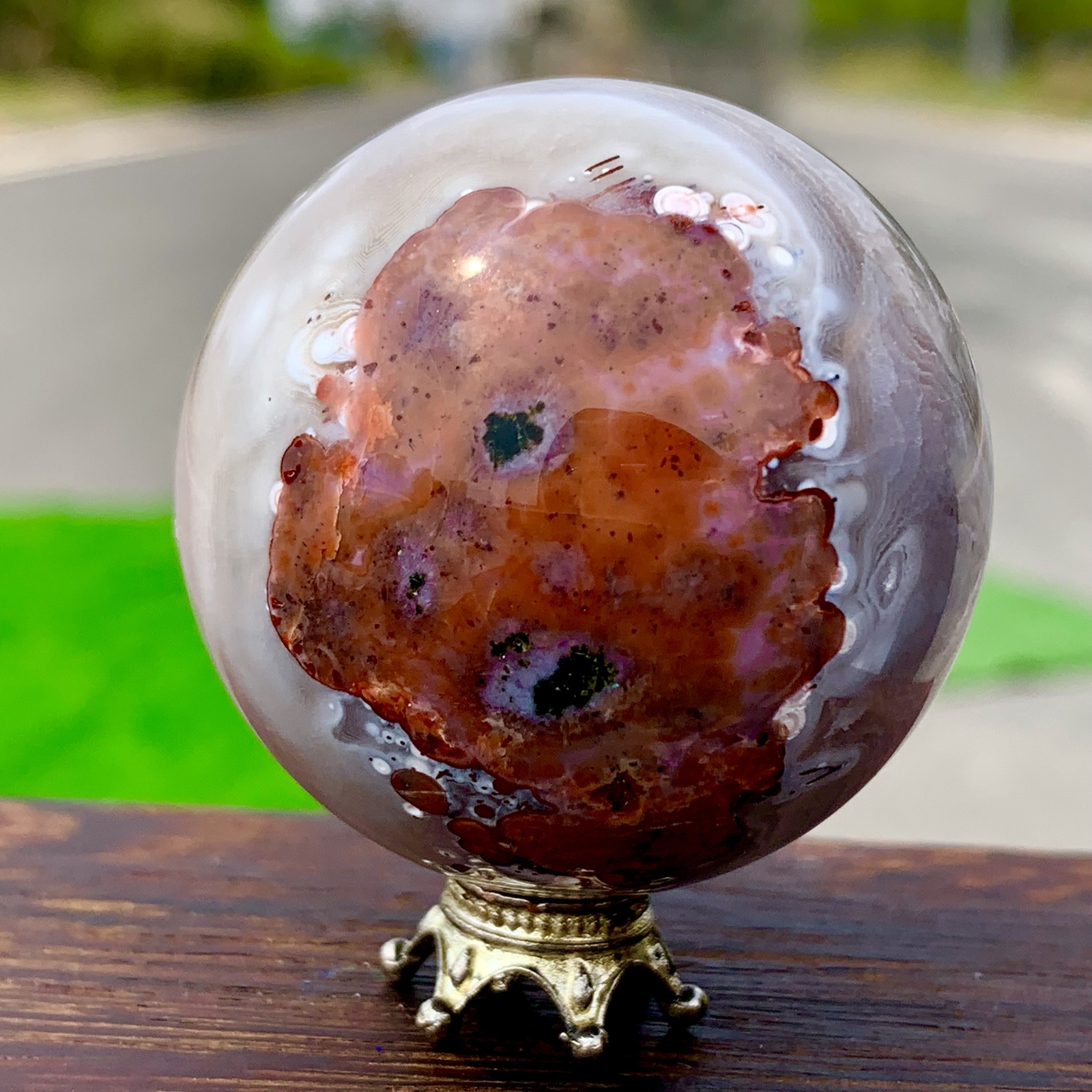 130GNatural Silk agate Sphere Quartz crystals Balls Reiki Healing Gem