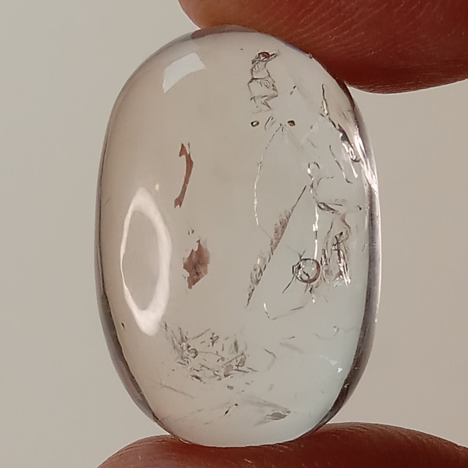 Clear Enhydro Quartz Oval Dome with Multiple Moving Bubbles